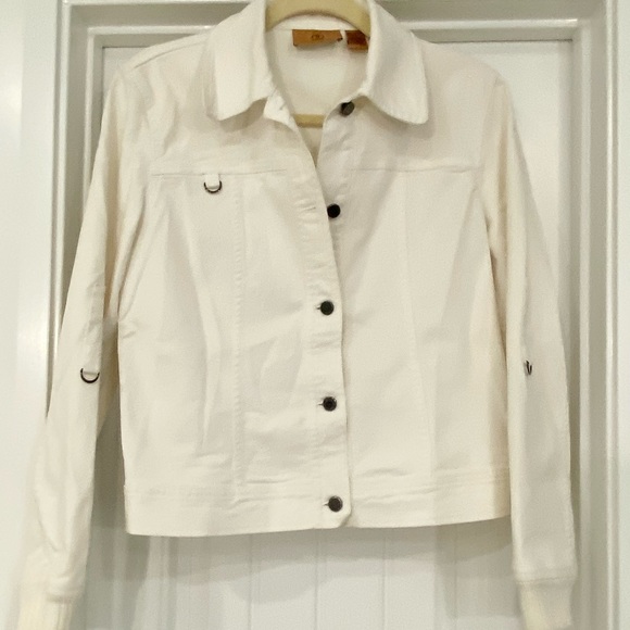 EUC Dana Buchman White Denim Jacket - Picture 1 of 9